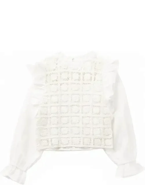 Crochet Top With Ruffle Trim