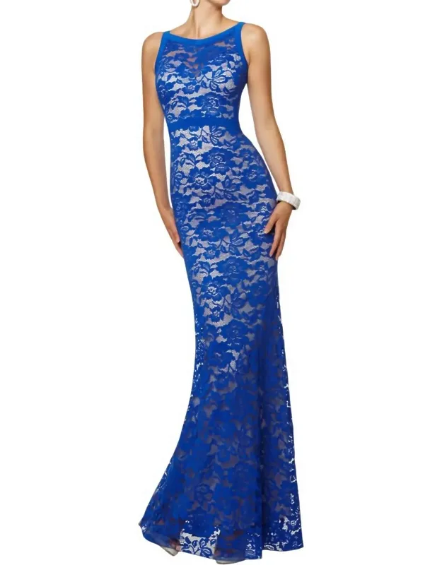Sleeveless Stretch Lace Slim Evening Dress