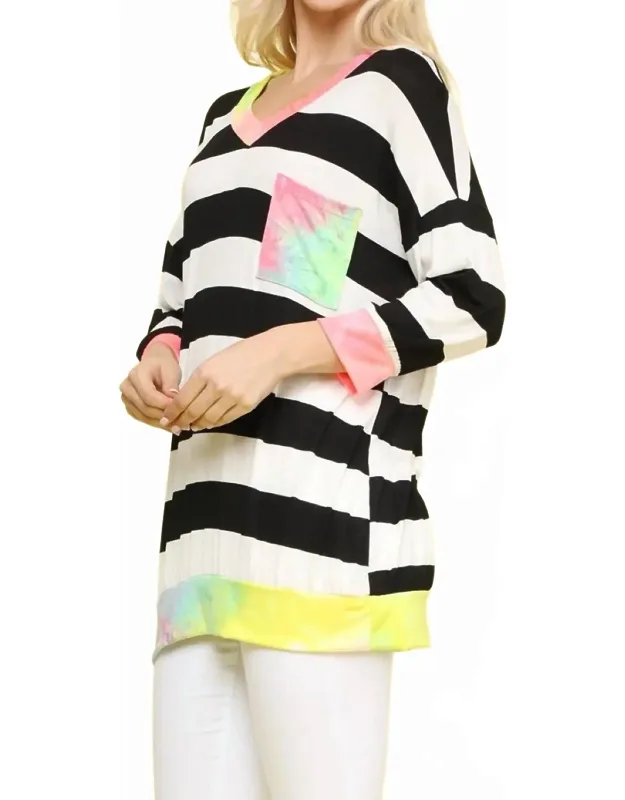Striped And Tie Dye Top