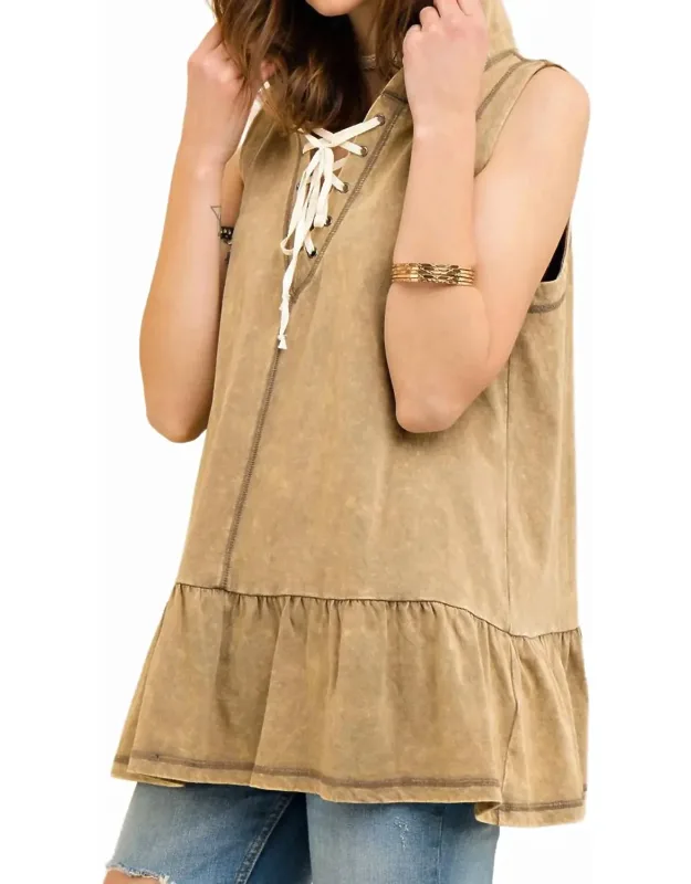 Washed Hooded Top