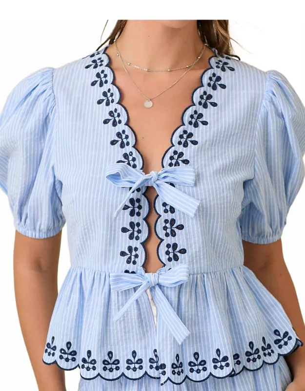 Peplum Blouse With Scallop Edges