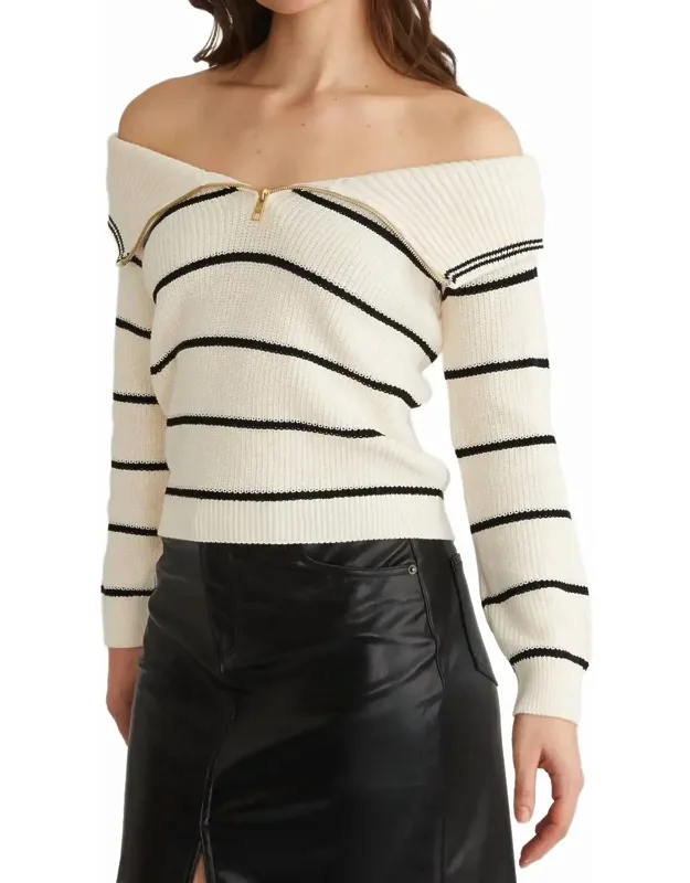 Sierra Off Shoulder Striped Pullover