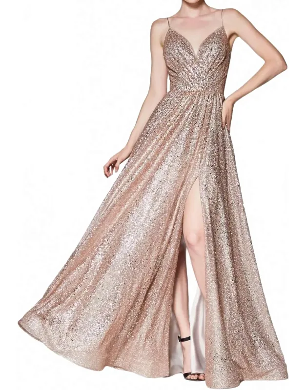 All Over Sparkle Dress With Leg Slit