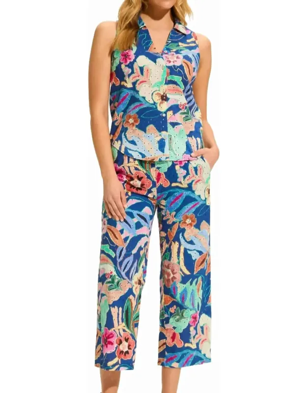 Floral Mid Rise Wide Leg Pants