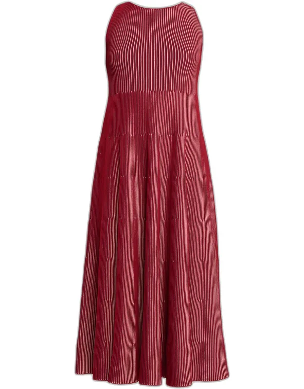 Striped Rib Knit Maxi Dress