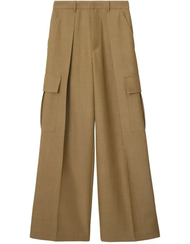Wide-leg Wool Cargo Trousers