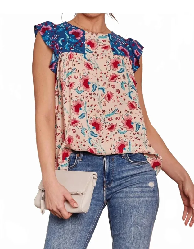 Contrasting Floral Print Blouse