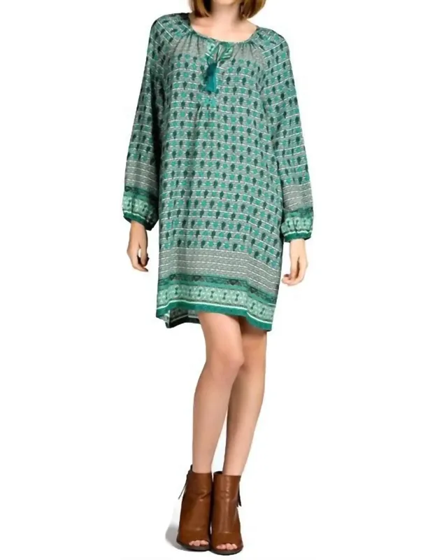 Border Print Shift Mini Dress