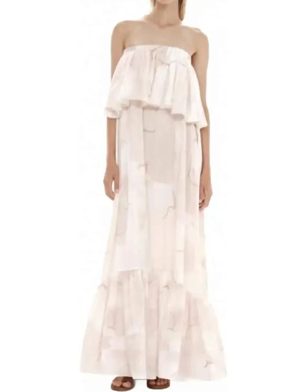 Abstract Silkiness Maxi Ruffled Strapless Dress