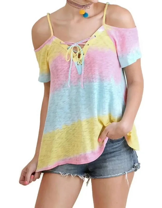 Lace Up Cold Shoulder Top
