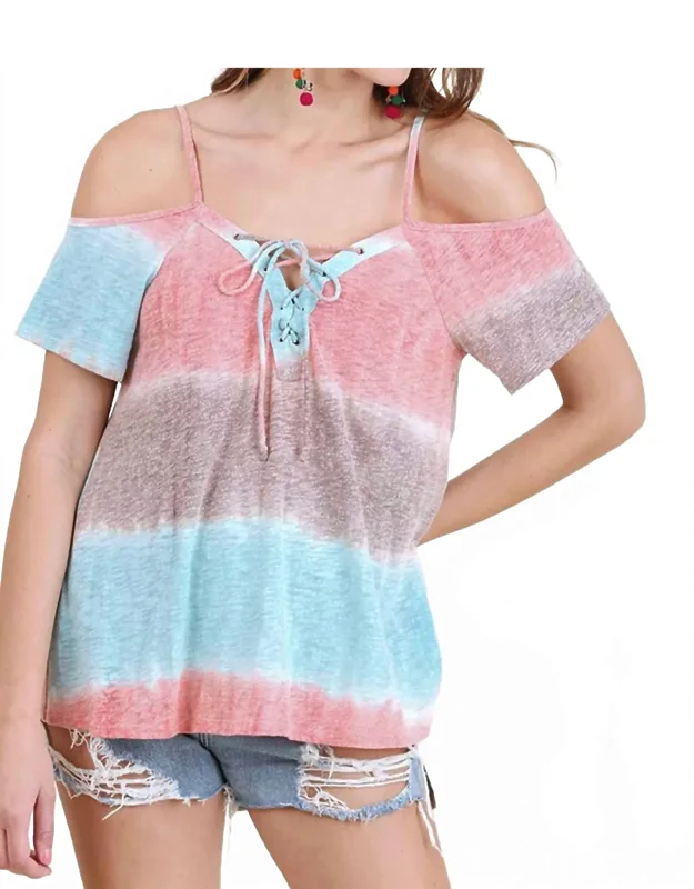 Lace Up Cold Shoulder Top