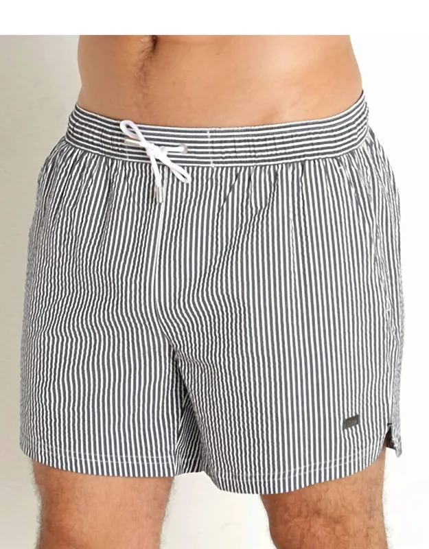 Striped Seersucker Swim Trunks