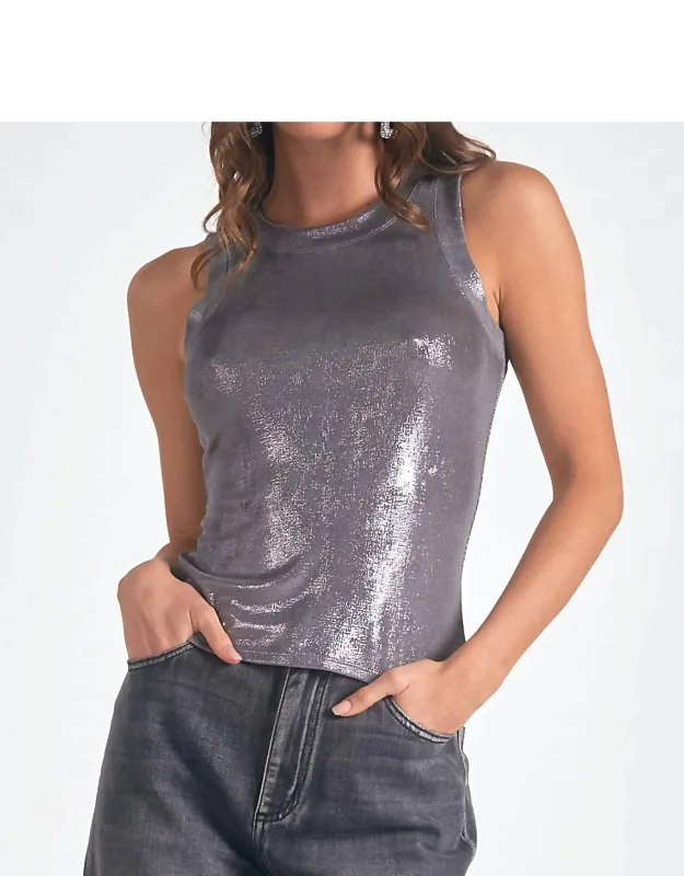 Metallic Round Neck Tank Top