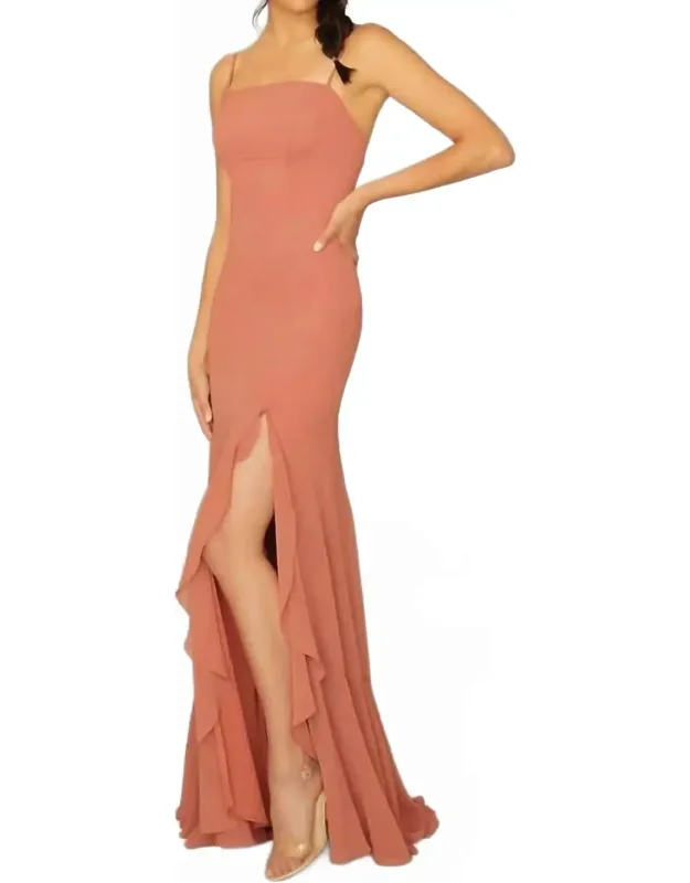 Chiffon Bridesmaid Dress With Slit