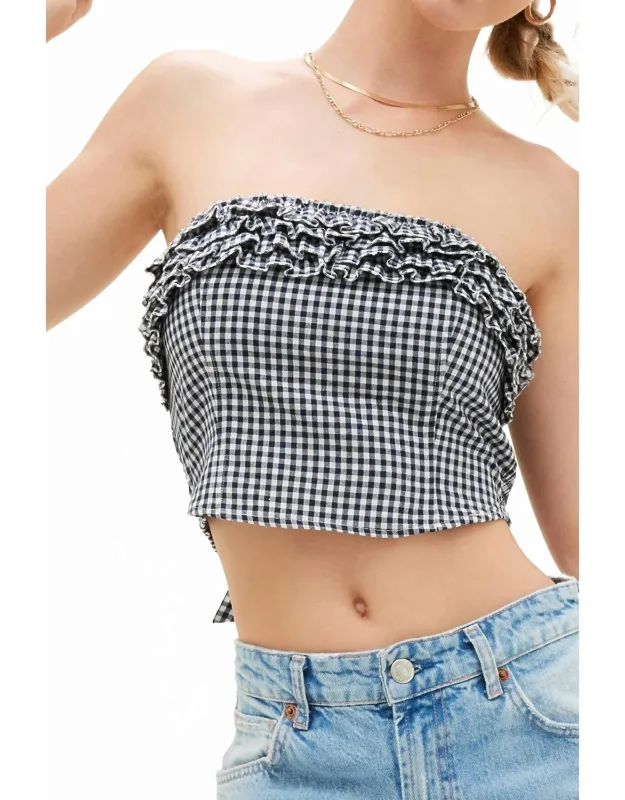 Gingham Ruffle Tube Top
