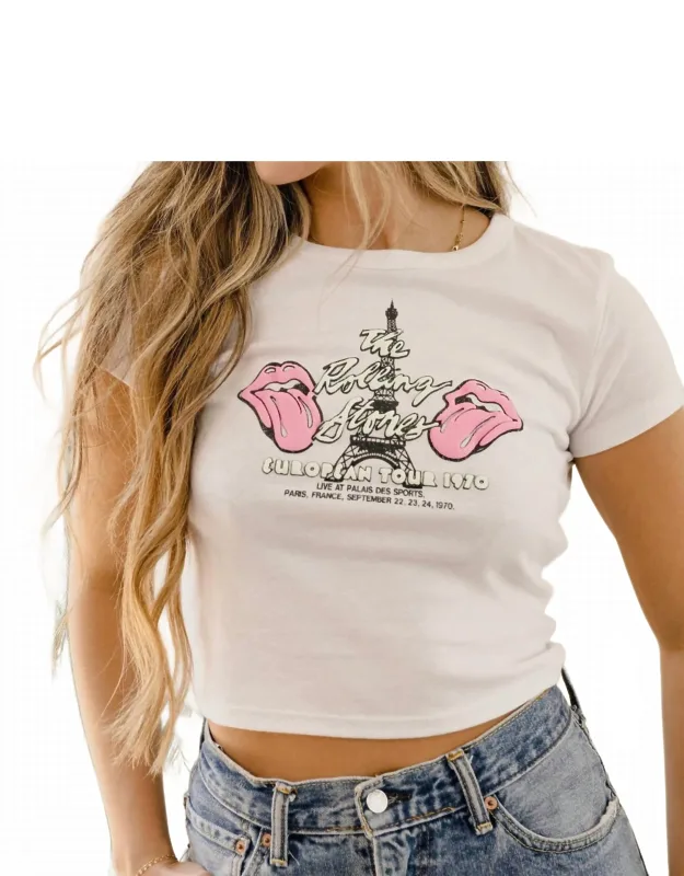 Rolling Stones Paris Puff Micro Crop Top