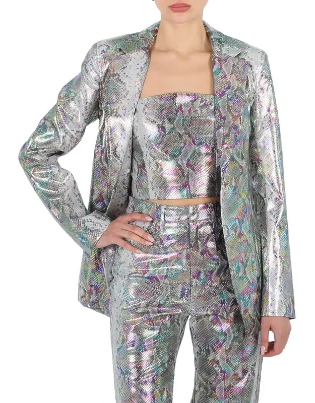 Spiced Plum Comb Snake Print Blazer