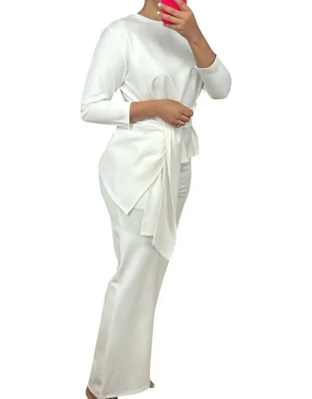 Tie-front Top & Wide Leg Pants Set