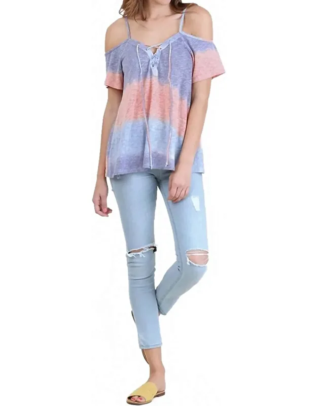Lace Up Cold Shoulder Top