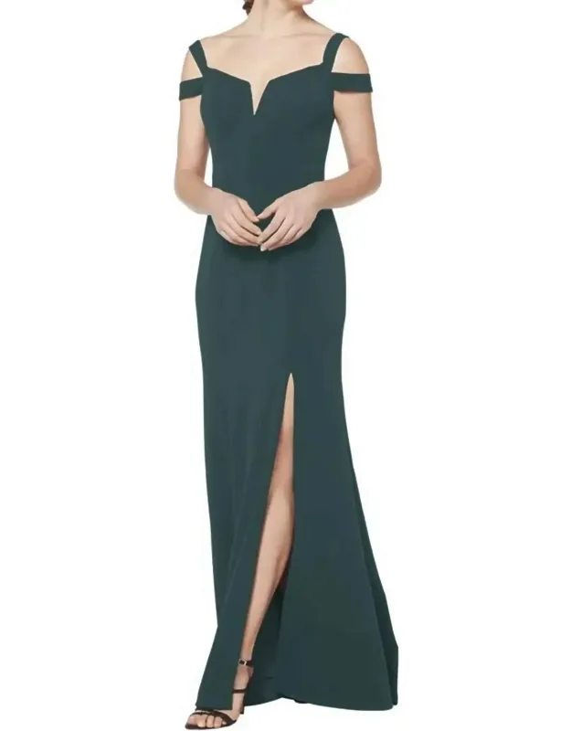 Stretch Crepe Double Off The Shoulder Dress