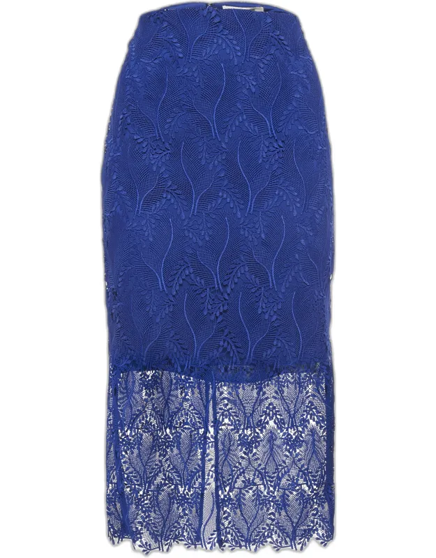 Lace Overlay Tailored Pencil Skirt