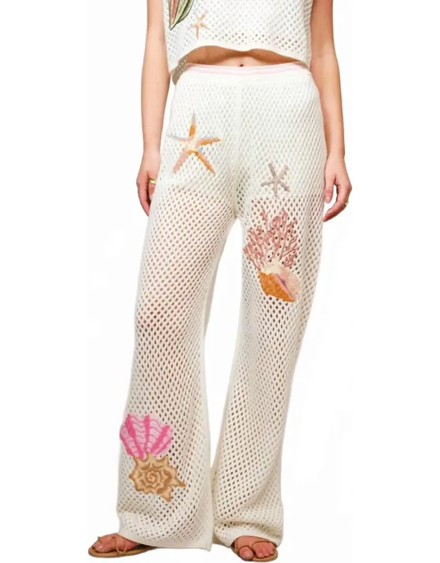 Seashell Embroidered Pants