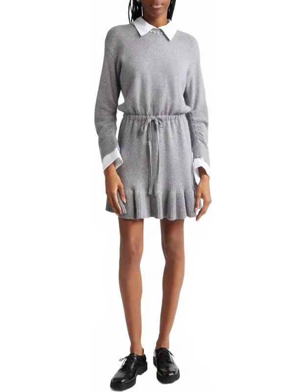 Pearl Necklace Long Sleeve Sweater Dress