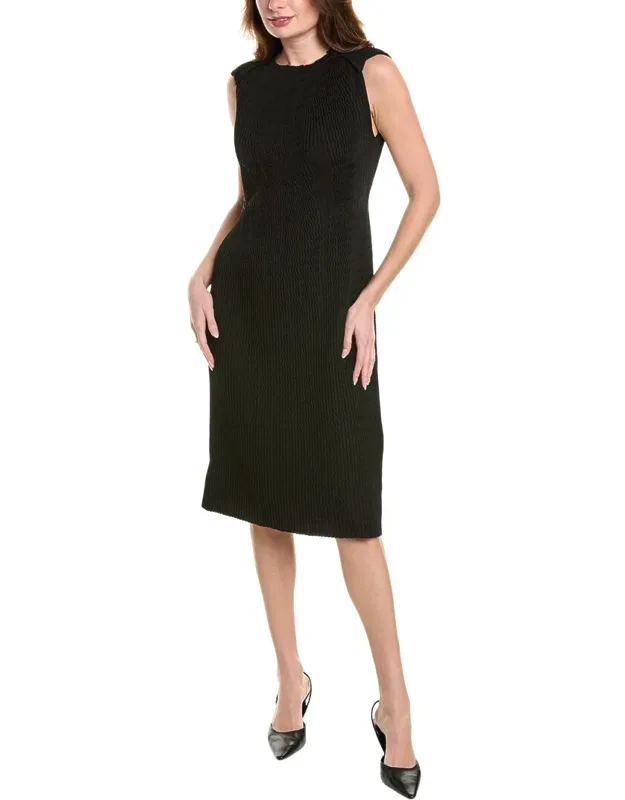 Silk-blend Pleated Cap Sleeve Below Knee Dress