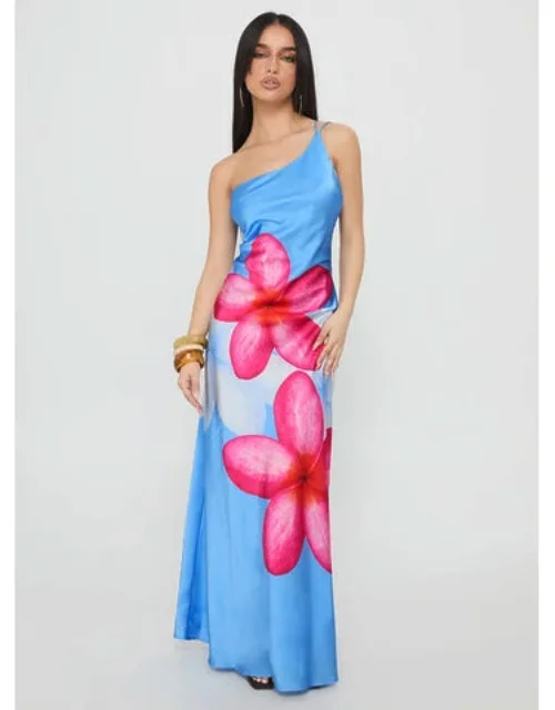 Meilana One Shoulder Maxi Dress Blue Floral