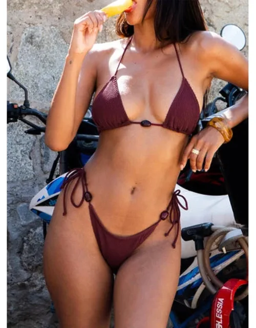 Textured Triangle Bikini Top