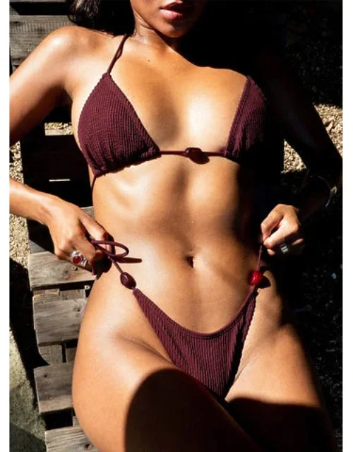 Glora Tie Side Textured Bikini Bottom