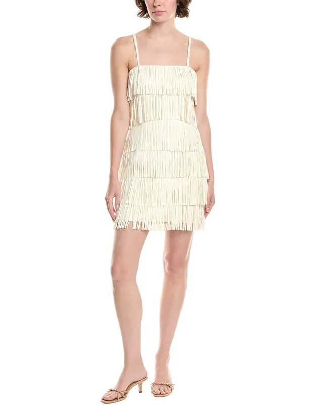 Suede Fringe Spaghetti Dress