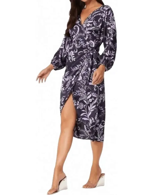 Floral Faux-wrap Midi Dress