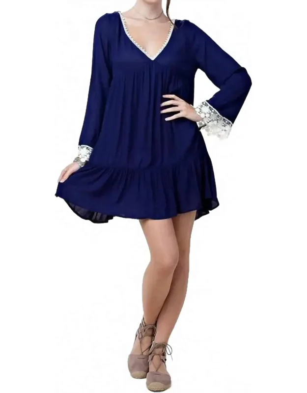 Bell Sleeve Lace Mini Dress