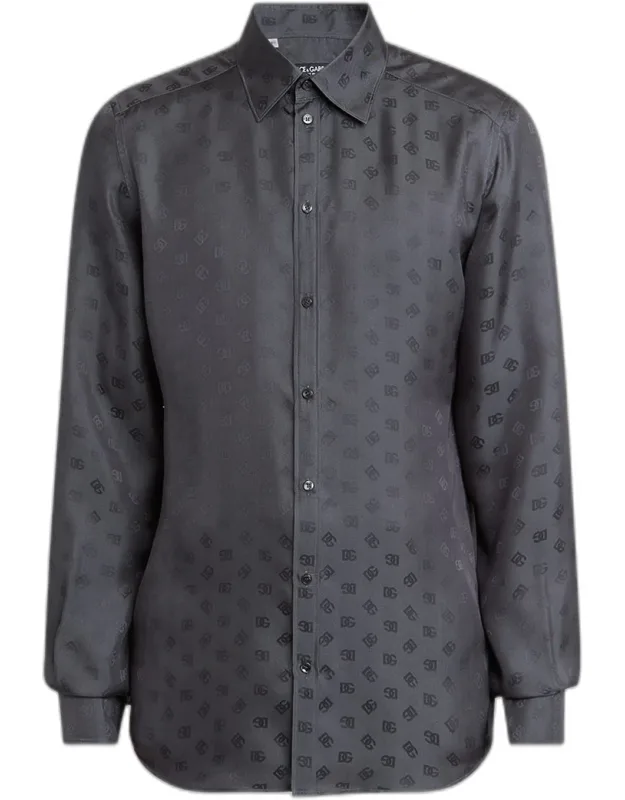 Silk Jacquard Logo Martini-fit Sport Shirt
