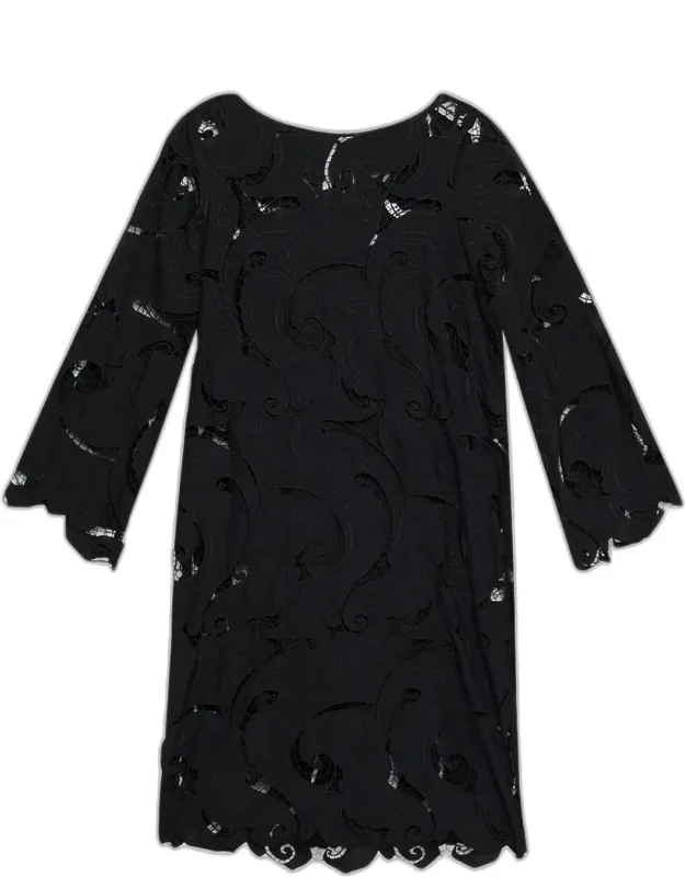 Paisley-embroidered Midi Shift Dress