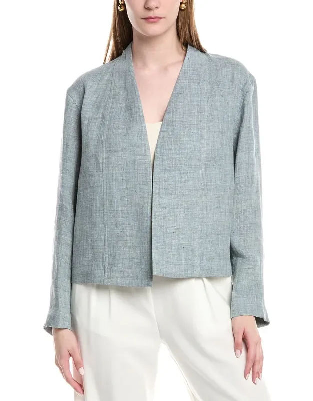 Collarless Linen-blend Jacket