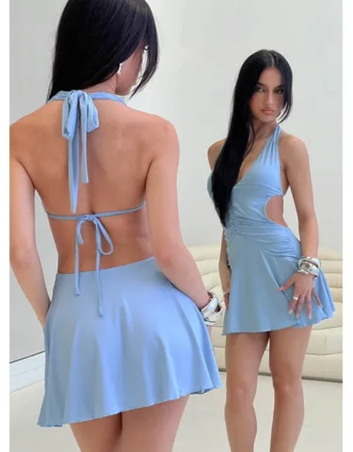 Maeva Halter Mini Dress With Plunge Neckline And Ruched Detailing