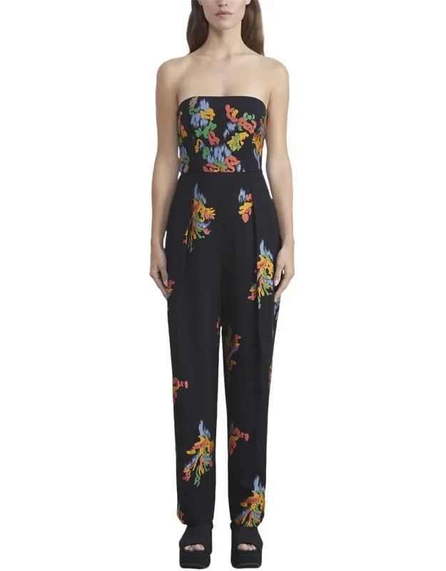 Embroidered Strapless Jumpsuit