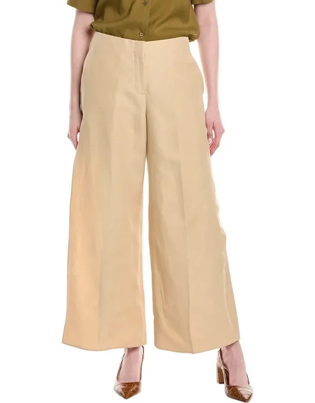 Franklin Silk & Linen-blend Wide Leg Ankle Pants