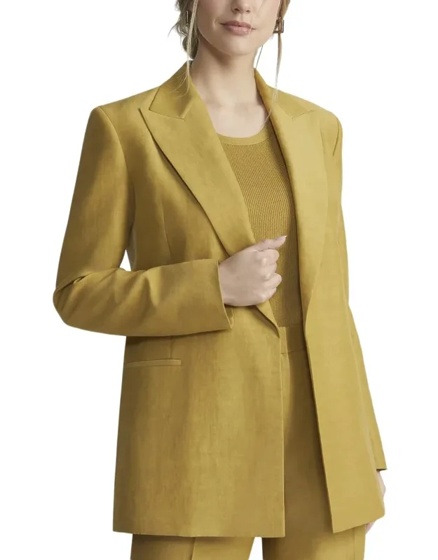 Peak Lapel Linen-blend Blazer