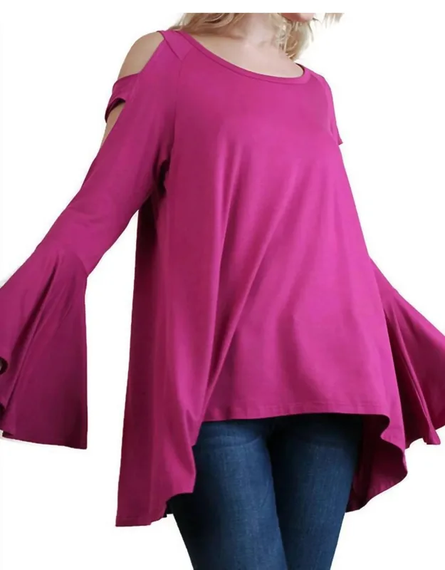 Shoulder Cutout Bell Sleeve Tunic