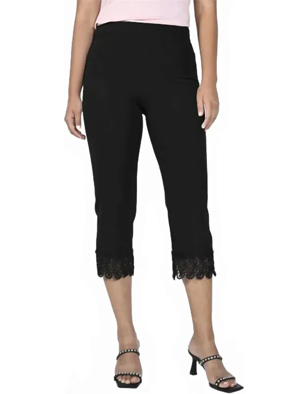 Lace Trim Woven Pants