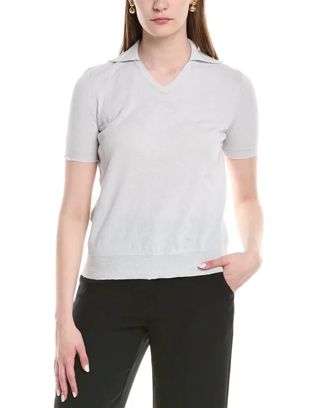 V-neck Cashmere & Silk-blend Polo Sweater