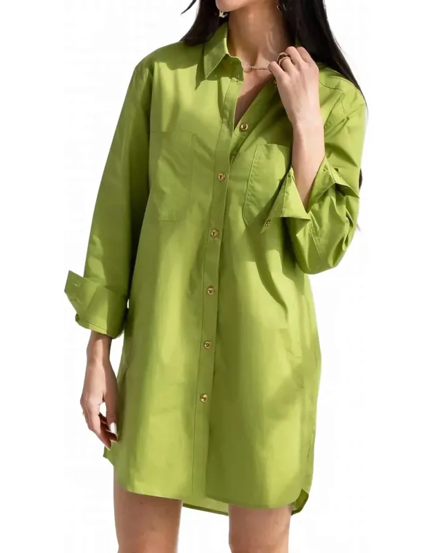 Basic Poplin Shirt Mini Dress