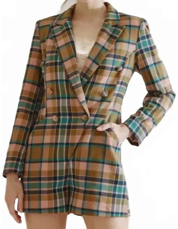 Plaid Blazer Romper