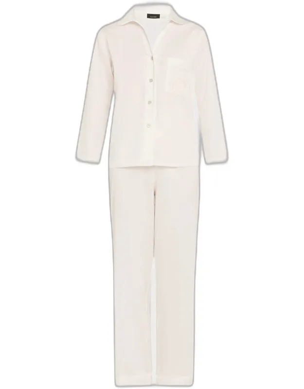 Cropped Cotton Sateen Pajama Set