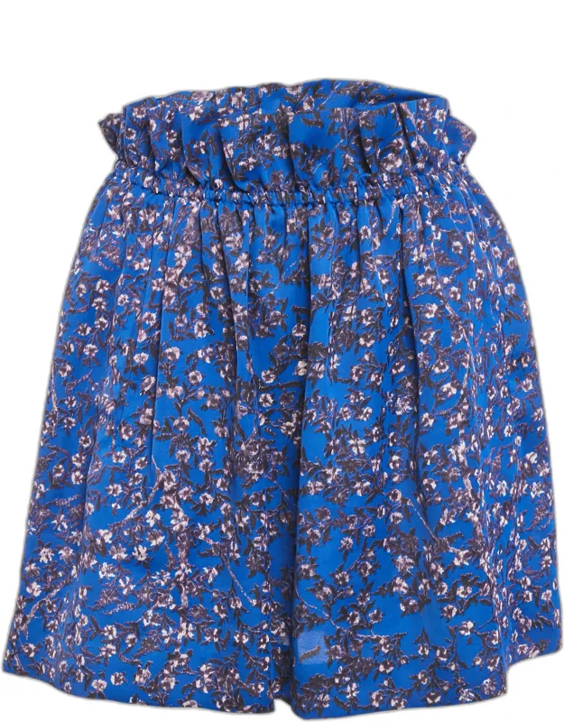 Printed Satin Ruffled Mini Skirt