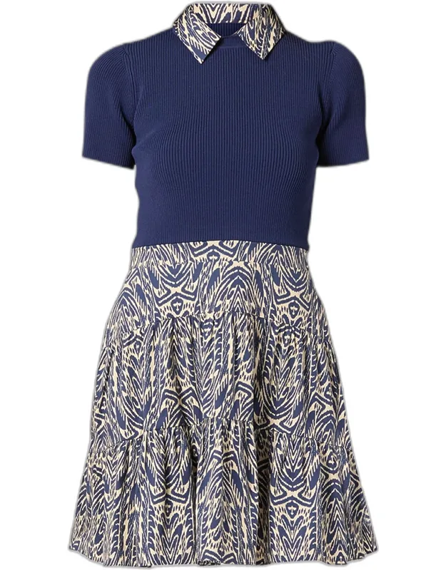 Tiered Mixed Media Mini Dress