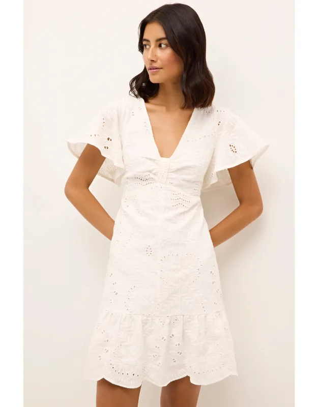 Carmina Dress With Flirty Ruffle Sleeves And Keyhole Back